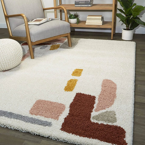 Atlas Ivory Modern Plush Shag Rug - Image 1