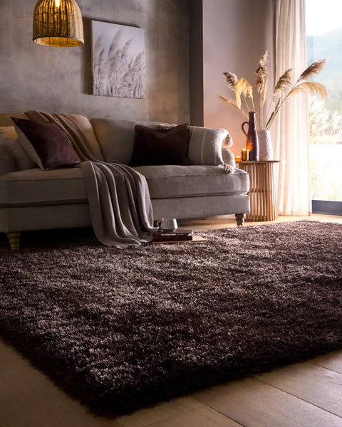 Chocolate Solid Plush Shag Rug - Image 1