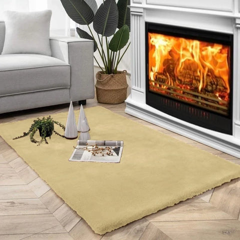 Gold Faux Rabbit Fur Rug - Image 1