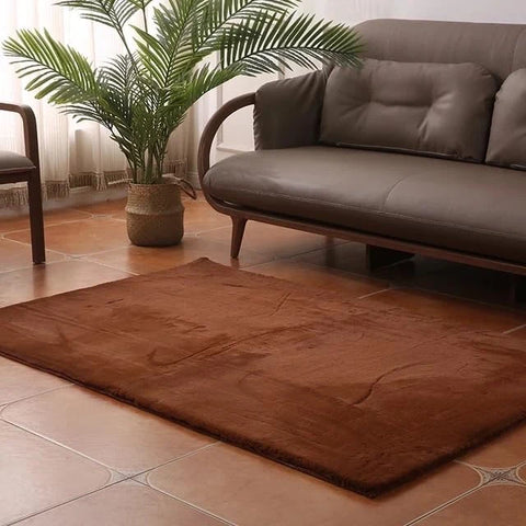 Golden Brown Faux Rabbit Fur Rug - Image 1