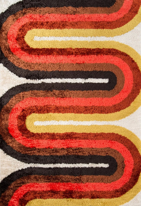 Retro Red Modern Plush Shag Rug - Image 1