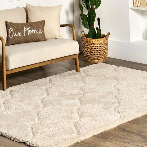 Ripple Light Beige Ripple Collection Plush Shag Rug - Image 1