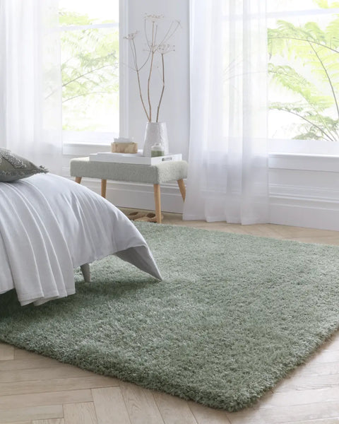 Sage Green Solid Plush Shag Rug