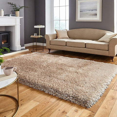 Skin Beige Solid Plush Shag Rug