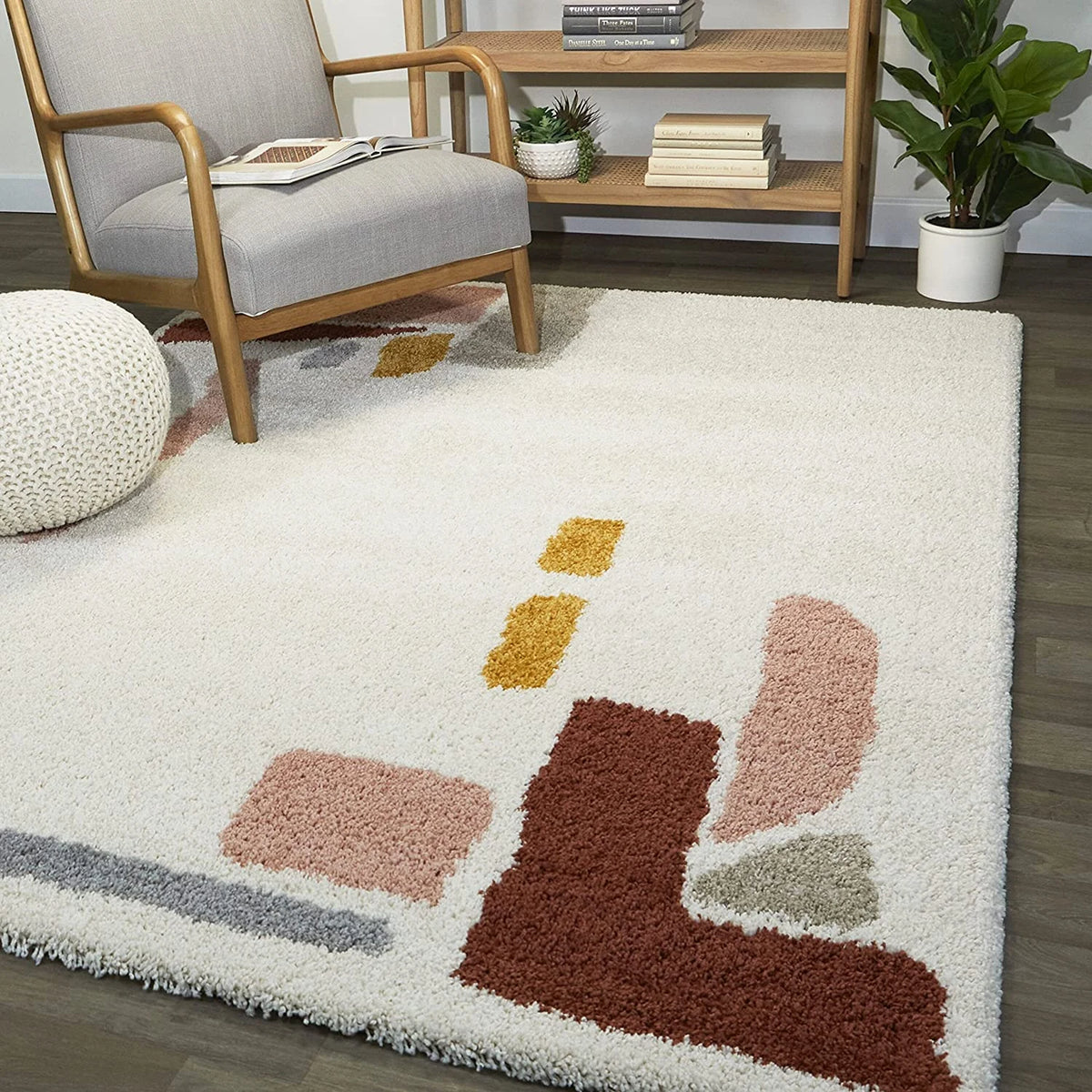 Atlas Ivory Modern Plush Shag Rug - Image 1