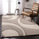 Augustan BEIGE & OFF IVORY Ripple Collection Plush Shag Rug - Image 1