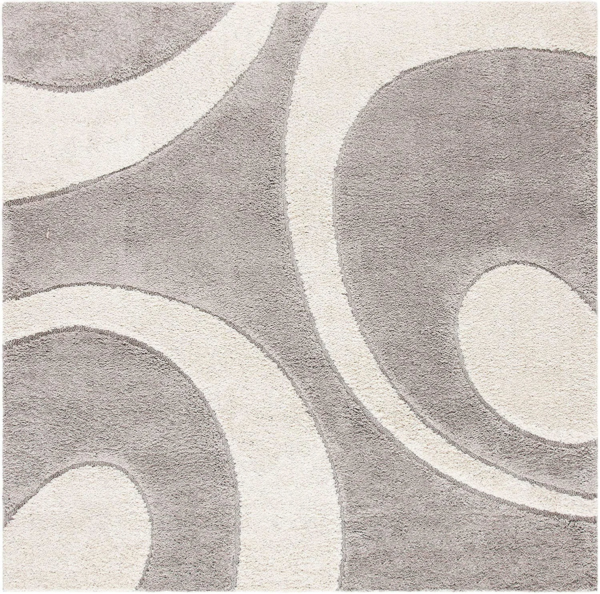 Augustan BEIGE & OFF IVORY Ripple Collection Plush Shag Rug - Image 4