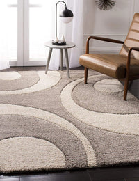 Augustan BEIGE & OFF IVORY Ripple Collection Plush Shag Rug - Image 5
