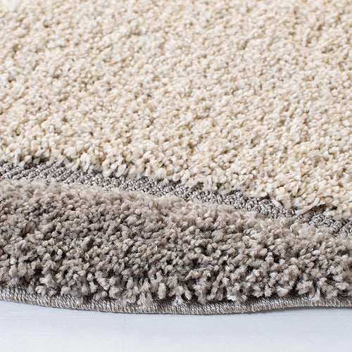 Augustan BEIGE & OFF IVORY Ripple Collection Plush Shag Rug Round Rug - Image 2
