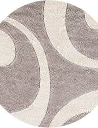 Augustan BEIGE & OFF IVORY Ripple Collection Plush Shag Rug Round Rug - Image 4