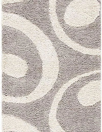Augustan BEIGE & OFF IVORY Ripple Collection Plush Shag Rug Runner Rug - Image 1