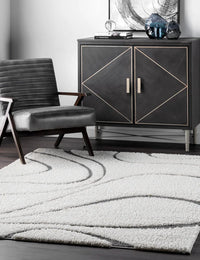 Augustan BEIGE Ripple Collection Plush Shag Rug - Image 1