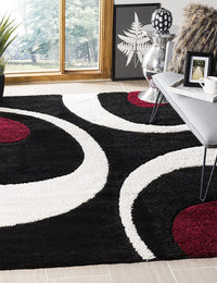 Augustan BLACK Ripple Collection Plush Shag Rug - Image 1