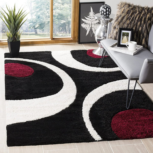 Augustan BLACK Ripple Collection Plush Shag Rug - Image 1