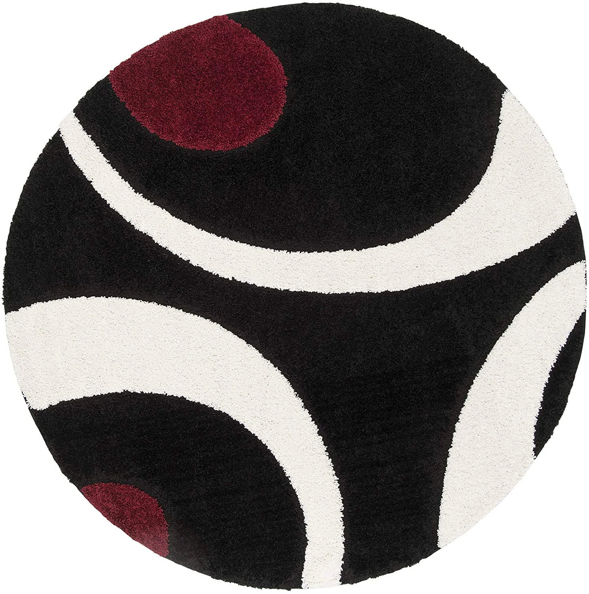 Augustan BLACK Ripple Collection Plush Shag Rug Round Rug - Image 4