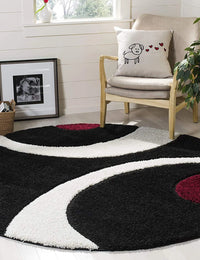 Augustan BLACK Ripple Collection Plush Shag Rug Round Rug - Image 5