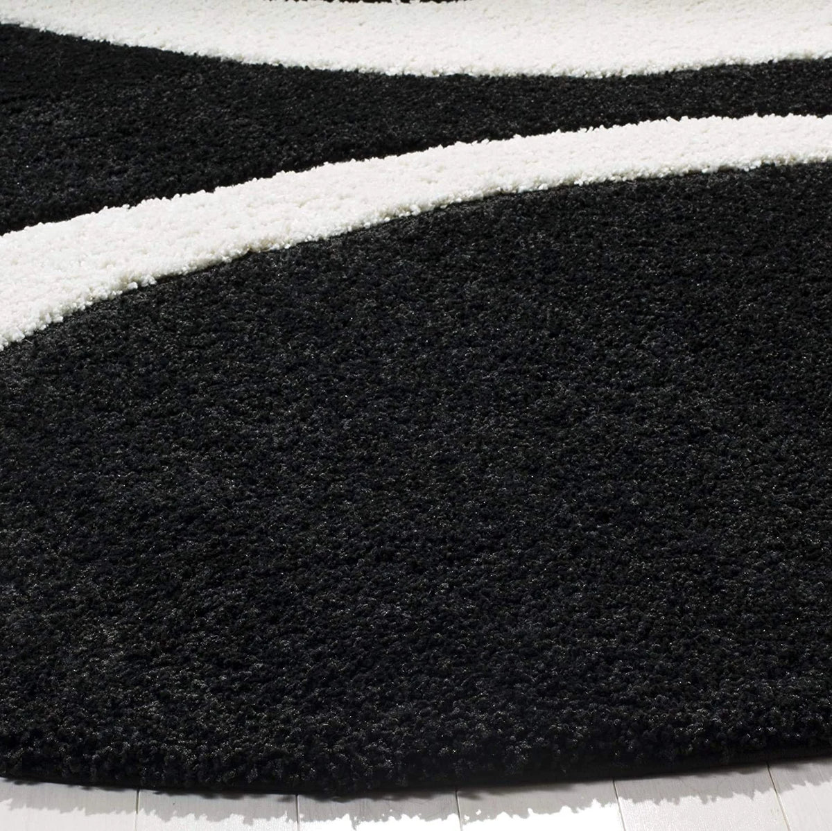 Augustan BLACK Ripple Collection Plush Shag Rug Round Rug - Image 6