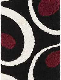 Augustan BLACK Ripple Collection Plush Shag Rug Runner Rug - Image 1