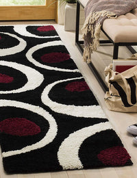 Augustan BLACK Ripple Collection Plush Shag Rug Runner Rug - Image 2