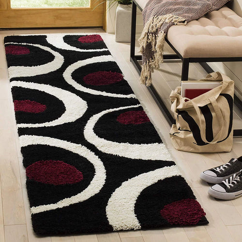 Augustan BLACK Ripple Collection Plush Shag Rug Runner Rug - Image 2