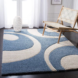 Augustan BLUE & IVORY Ripple Collection Plush Shag Rug - Image 1