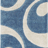 Augustan BLUE & IVORY Ripple Collection Plush Shag Rug - Image 4