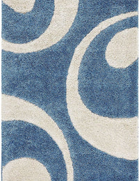 Augustan BLUE & IVORY Ripple Collection Plush Shag Rug - Image 4