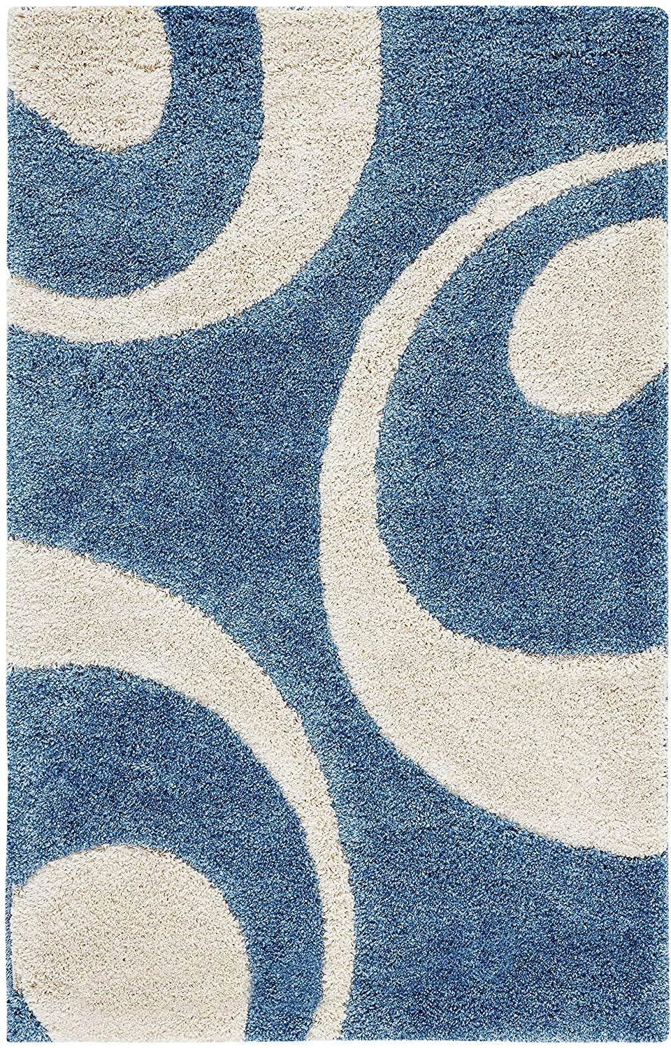 Augustan BLUE & IVORY Ripple Collection Plush Shag Rug - Image 4