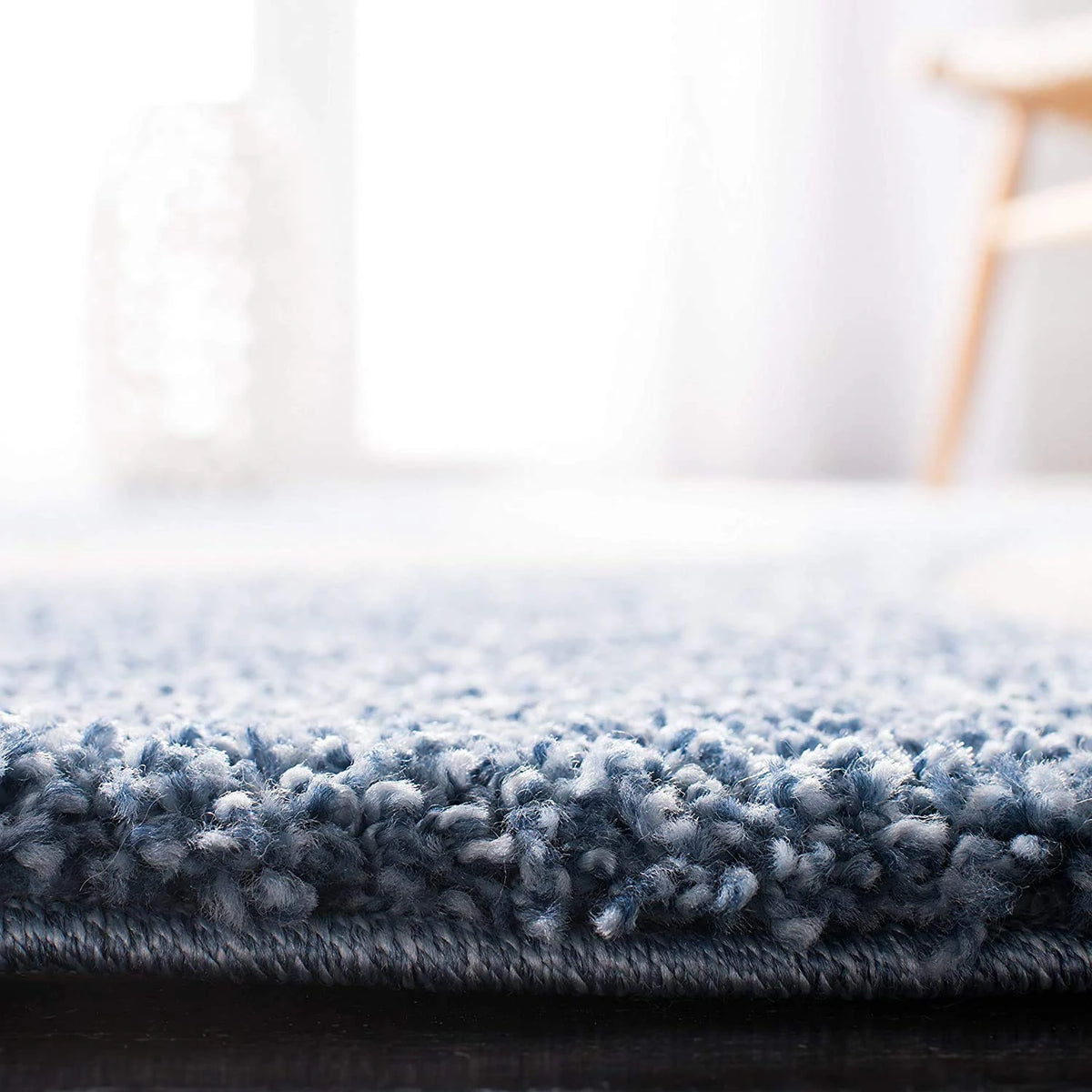 Augustan BLUE & IVORY Ripple Collection Plush Shag Rug - Image 5