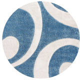 Augustan BLUE & IVORY Ripple Collection Plush Shag Rug Round Rug - Image 5
