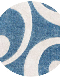 Augustan BLUE & IVORY Ripple Collection Plush Shag Rug Round Rug - Image 5