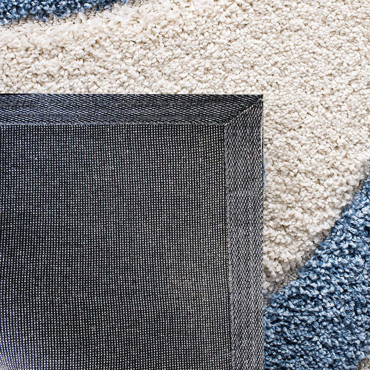 Augustan BLUE & IVORY Ripple Collection Plush Shag Rug Round Rug - Image 7