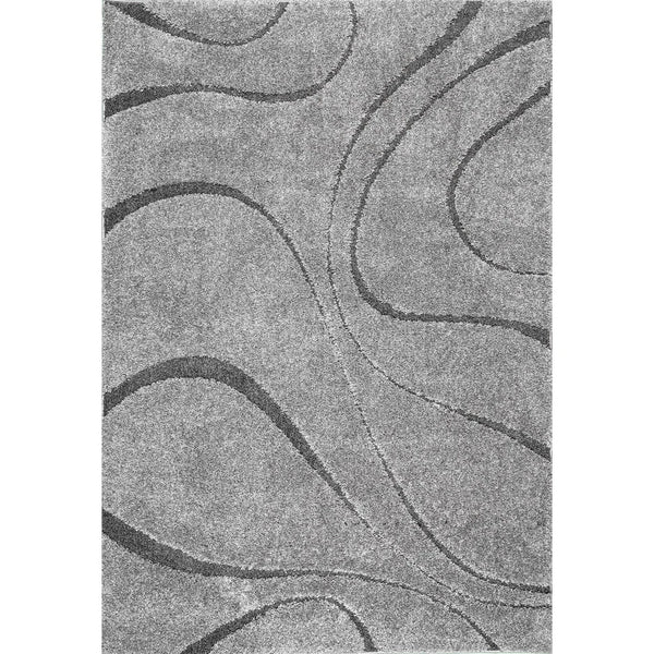 Augustan Grey Ripple Collection Plush Shag Rug - Image 1