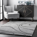 Augustan Grey Ripple Collection Plush Shag Rug - Image 2