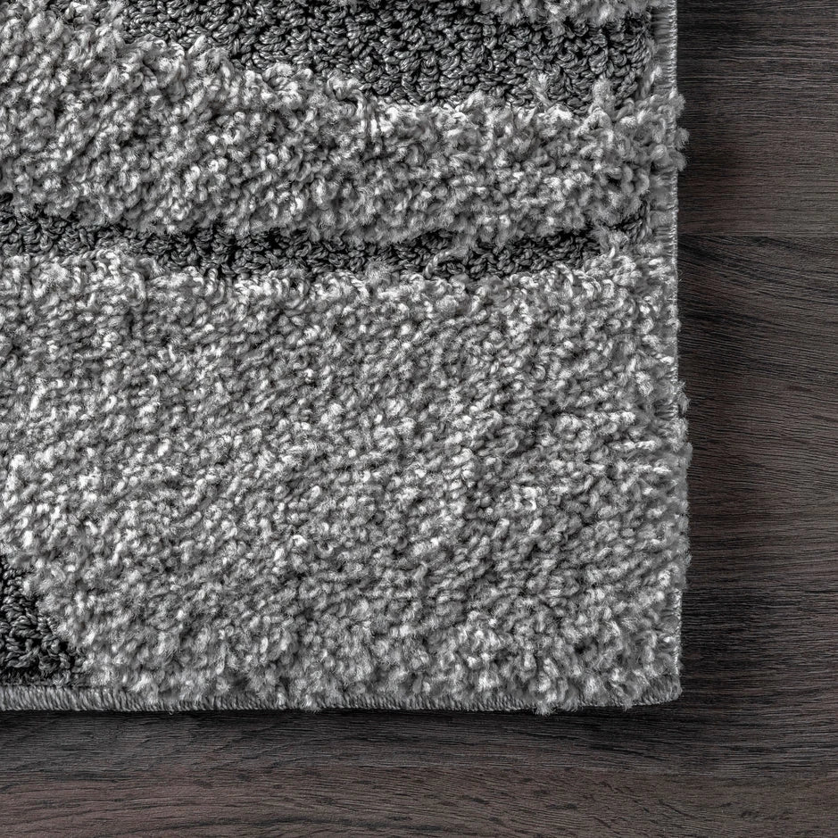 Augustan Grey Ripple Collection Plush Shag Rug - Image 3