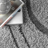 Augustan Grey Ripple Collection Plush Shag Rug - Image 4
