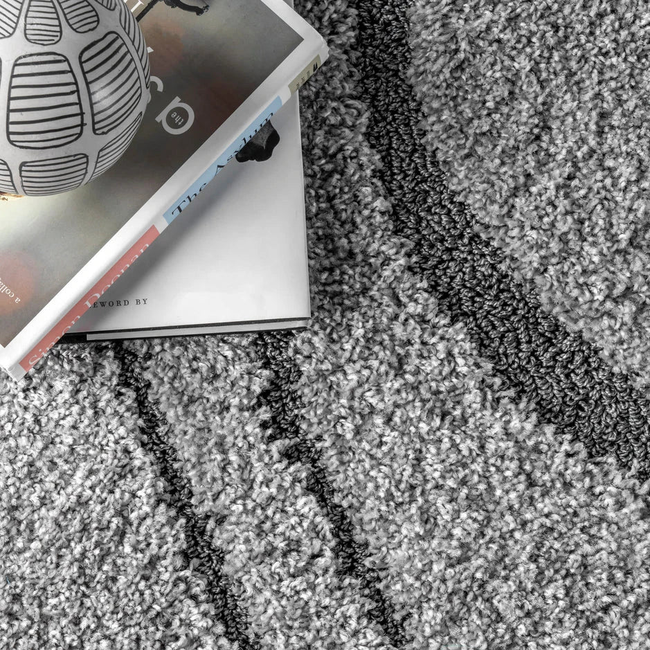 Augustan Grey Ripple Collection Plush Shag Rug - Image 4