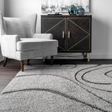 Augustan Grey Ripple Collection Plush Shag Rug - Image 5