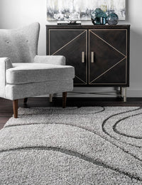 Augustan Grey Ripple Collection Plush Shag Rug - Image 5