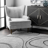 Augustan Grey Ripple Collection Plush Shag Rug - Image 6