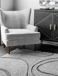 Augustan Grey Ripple Collection Plush Shag Rug - Image 6
