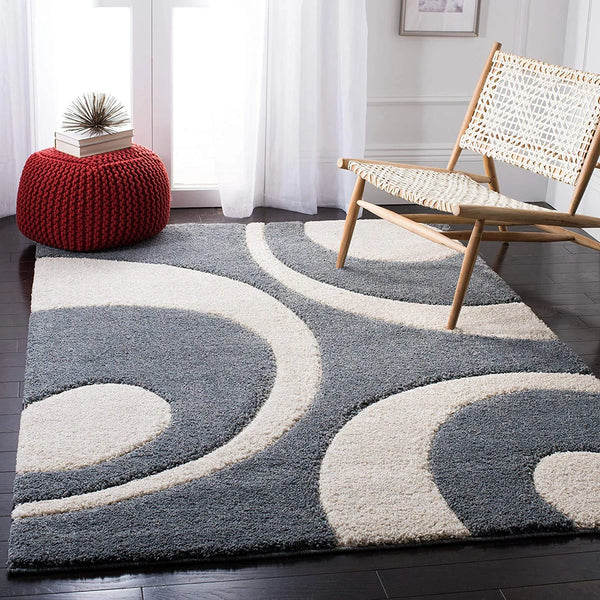 Augustan SLATE GREY Ripple Collection Plush Shag Rug - Image 1