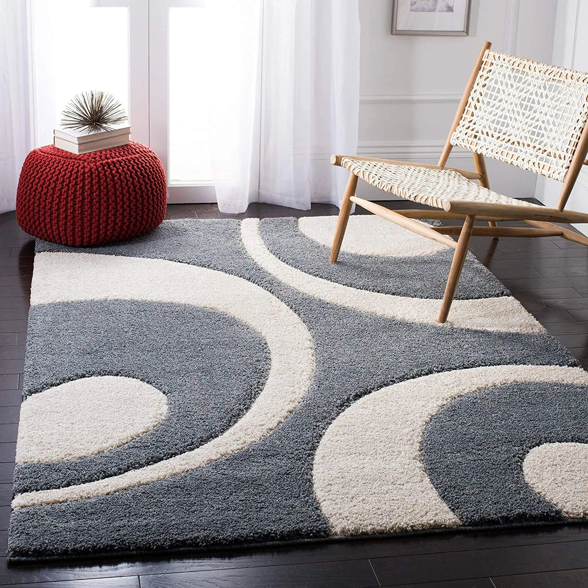 Augustan SLATE GREY Ripple Collection Plush Shag Rug - Image 7