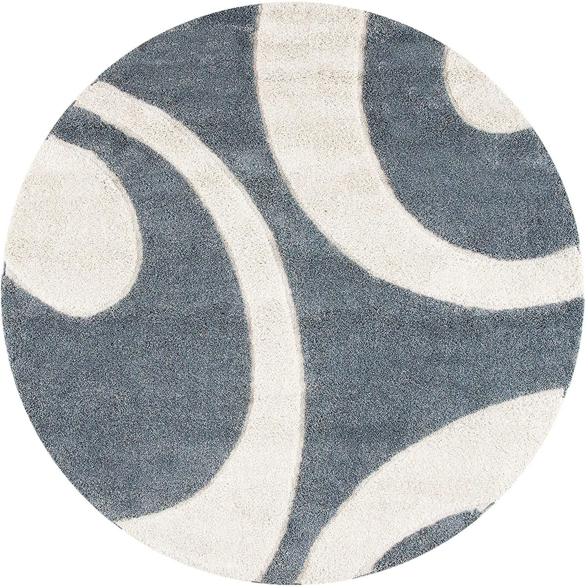 Augustan SLATE GREY Ripple Collection Plush Shag Rug Round Rug - Image 3