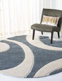 Augustan SLATE GREY Ripple Collection Plush Shag Rug Round Rug - Image 4