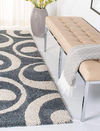Augustan SLATE GREY Ripple Collection Plush Shag Rug Runner Rug - Image 1