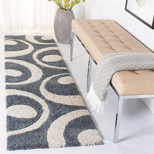 Augustan SLATE GREY Ripple Collection Plush Shag Rug Runner Rug - Image 1