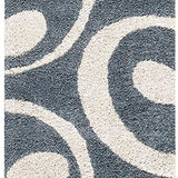 Augustan SLATE GREY Ripple Collection Plush Shag Rug Runner Rug - Image 2