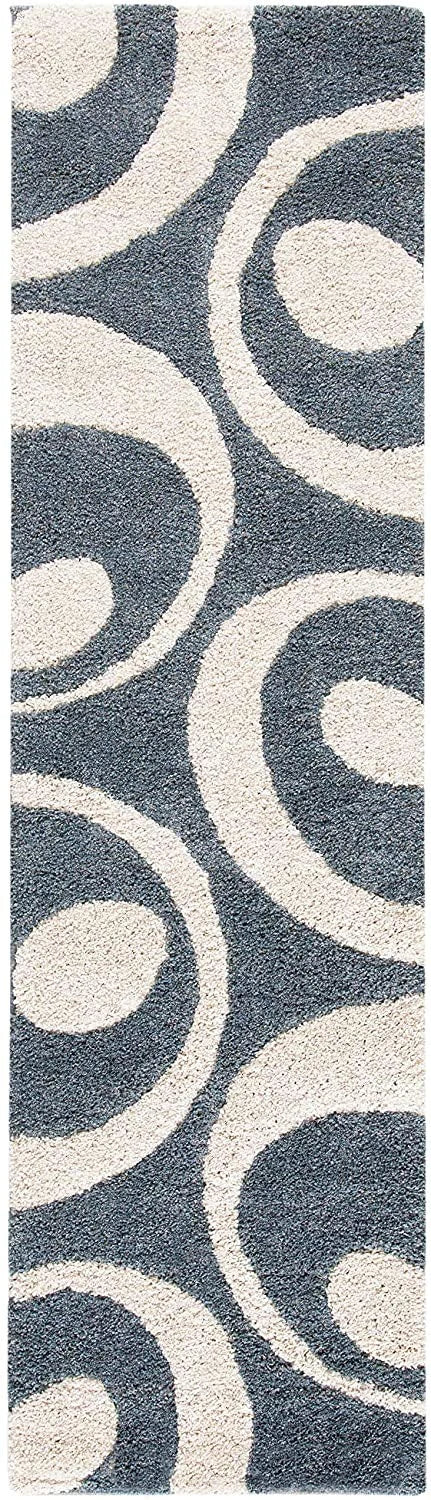 Augustan SLATE GREY Ripple Collection Plush Shag Rug Runner Rug - Image 2