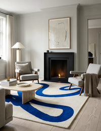 Azure Abstract Hand-Tufted Wool Rug - Image 2
